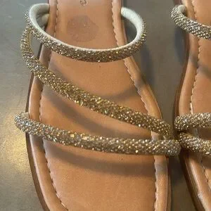 mariella Shoes Like New Mariella Sandals Rose Gold Bronze Sparkle Slip Ons 75 Strappy Slide Poshmark